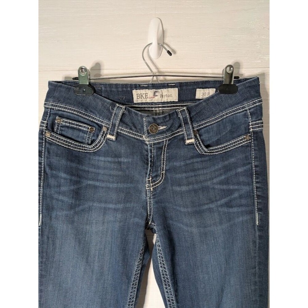 BKE Payton Slim Skinny Jeans 30R Dark Wash Thick Stitch Distressed Denim 30 x 31